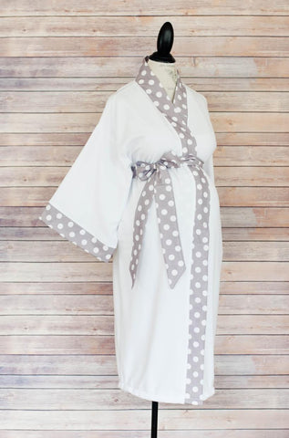 Gray Polka Dot - Maternity Delivery & Nursing Robe