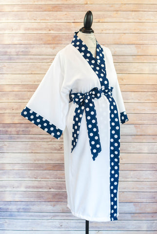 Navy Polka Dot-  Maternity Delivery & Nursing Robe