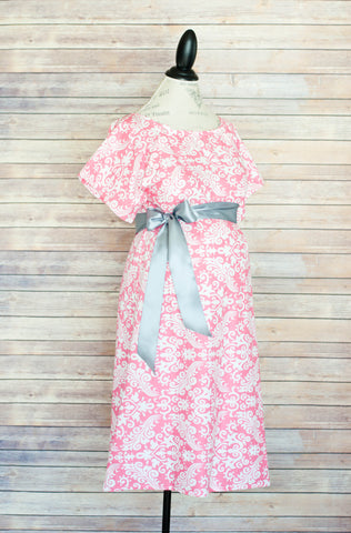 Pink Damask - Maternity Labor and Delivery Hospital Gown