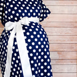 Navy Polka Dot - Maternity Labor and Delivery Hospital Gown