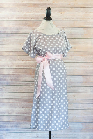 Gray Polka Dot - Maternity Labor & Delivery Hospital Gown