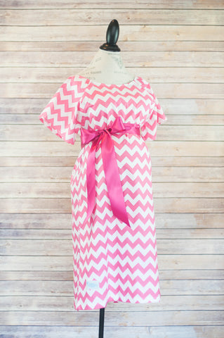 Pink Chevron - Maternity Labor and Delivery Hospital Gown