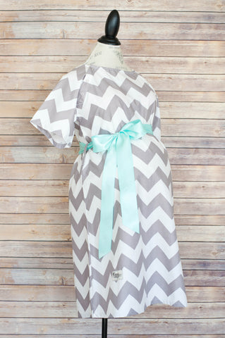 Gray Chevron - Maternity Labor & Delivery Hospital Gown