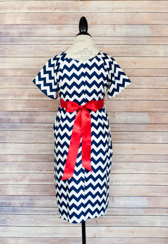 Navy Chevron - Maternity Labor and Delivery Hospital Gown